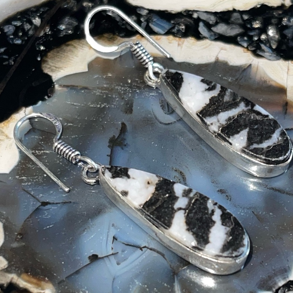 White Buffalo Turquoise Earrings 1 7/8” - Picture 9 of 14
